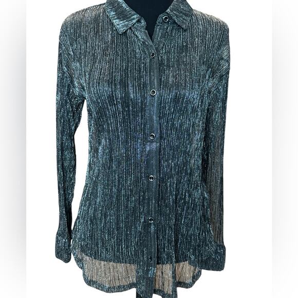 New ~ SARA MICHELLE ~ Long Sleeve Button Down Blouse Top Size M - Picture 1 of 7